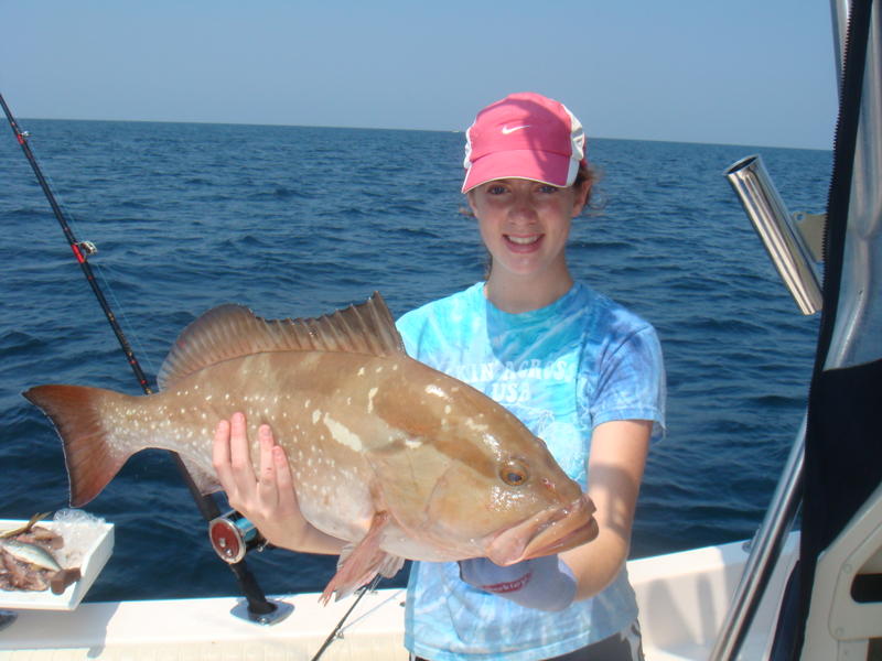 Ally with her big Red Grouper!